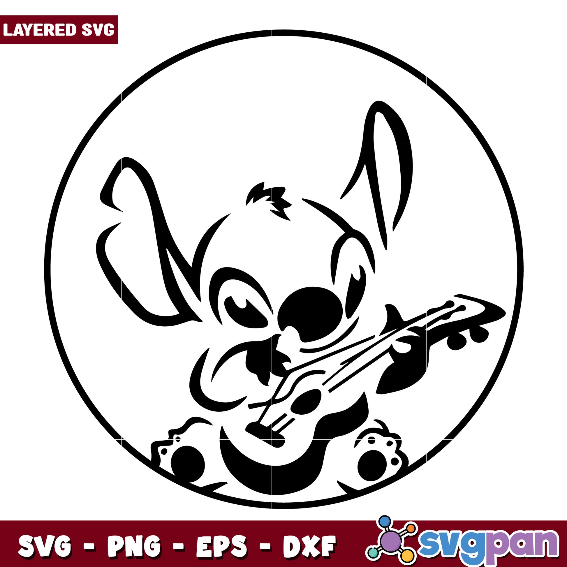 Stitich playing guitar svg, cute stitch svg, lilo and stitch movie svg