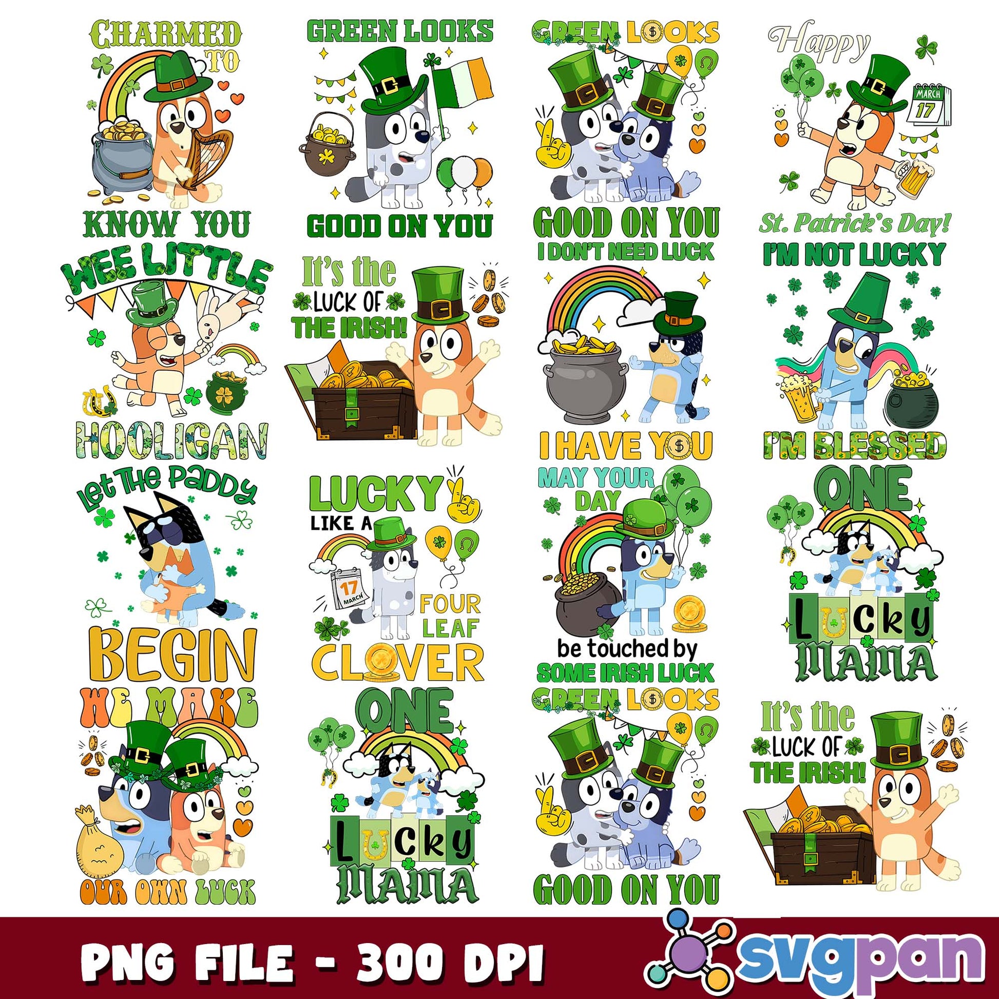 St patrick day quotes png bundle