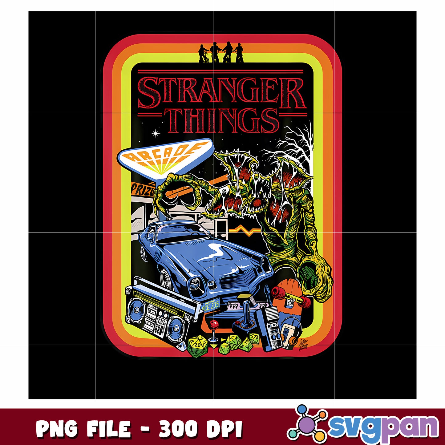 Stranger things poster design png, mind flayer png, hawkins high png