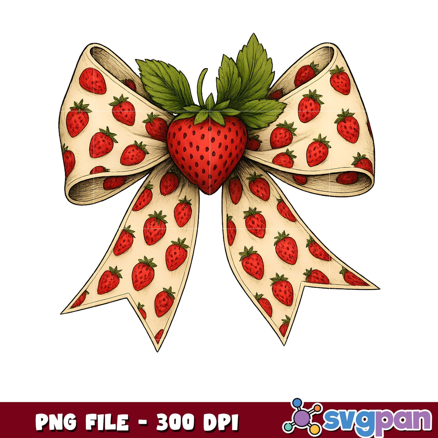 Strawberry Bow PNG 300 DPI Printable Design