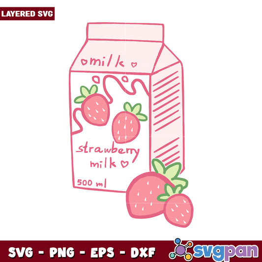 Strawberry Milk Carton Illustration, Perfect for Fun Designs