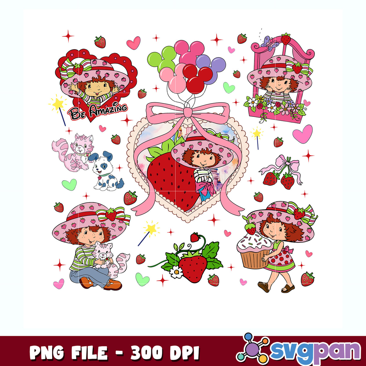 Strawberry Shortcake cute design png, cute strawberry shortcake png