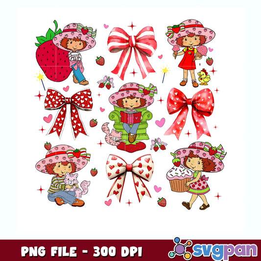 Strawberry girl beautiful decorates png, strawberry shortcake toys png