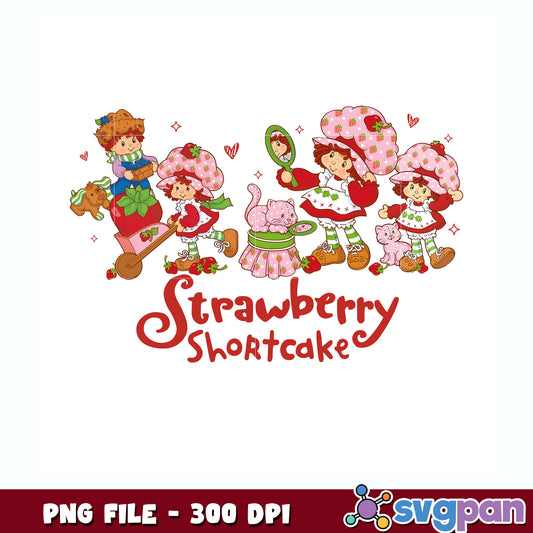 Strawberry girl with beautiful design png, pink strawberry shortcake png