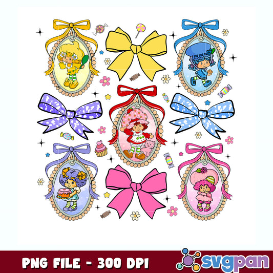 Strawberry girl with cute bowtie png, strawberry shortcake chracters​ png