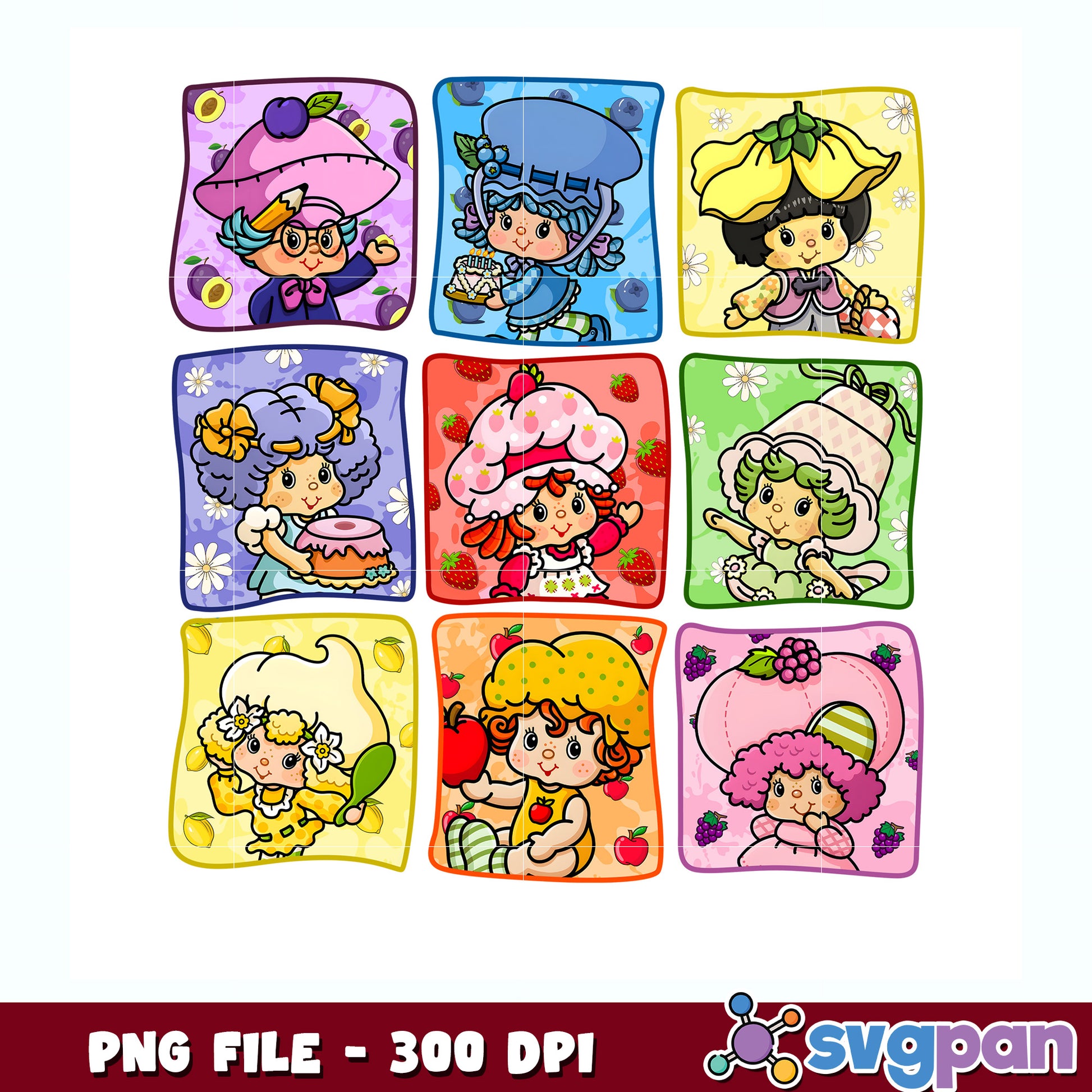 Strawberry girl with picture frame png, strawberry shortcake chracters​ png