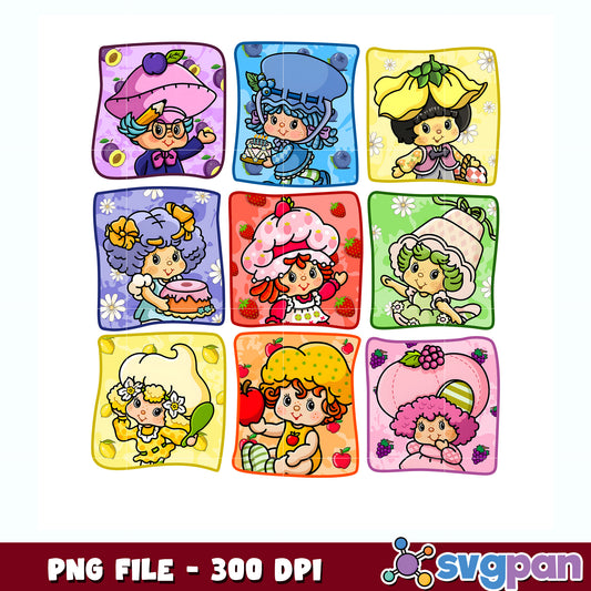 Strawberry girl with picture frame png, strawberry shortcake chracters​ png