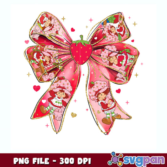 Strawberry girl with pink bow tie png, strawberry girl png, pink bow tie png