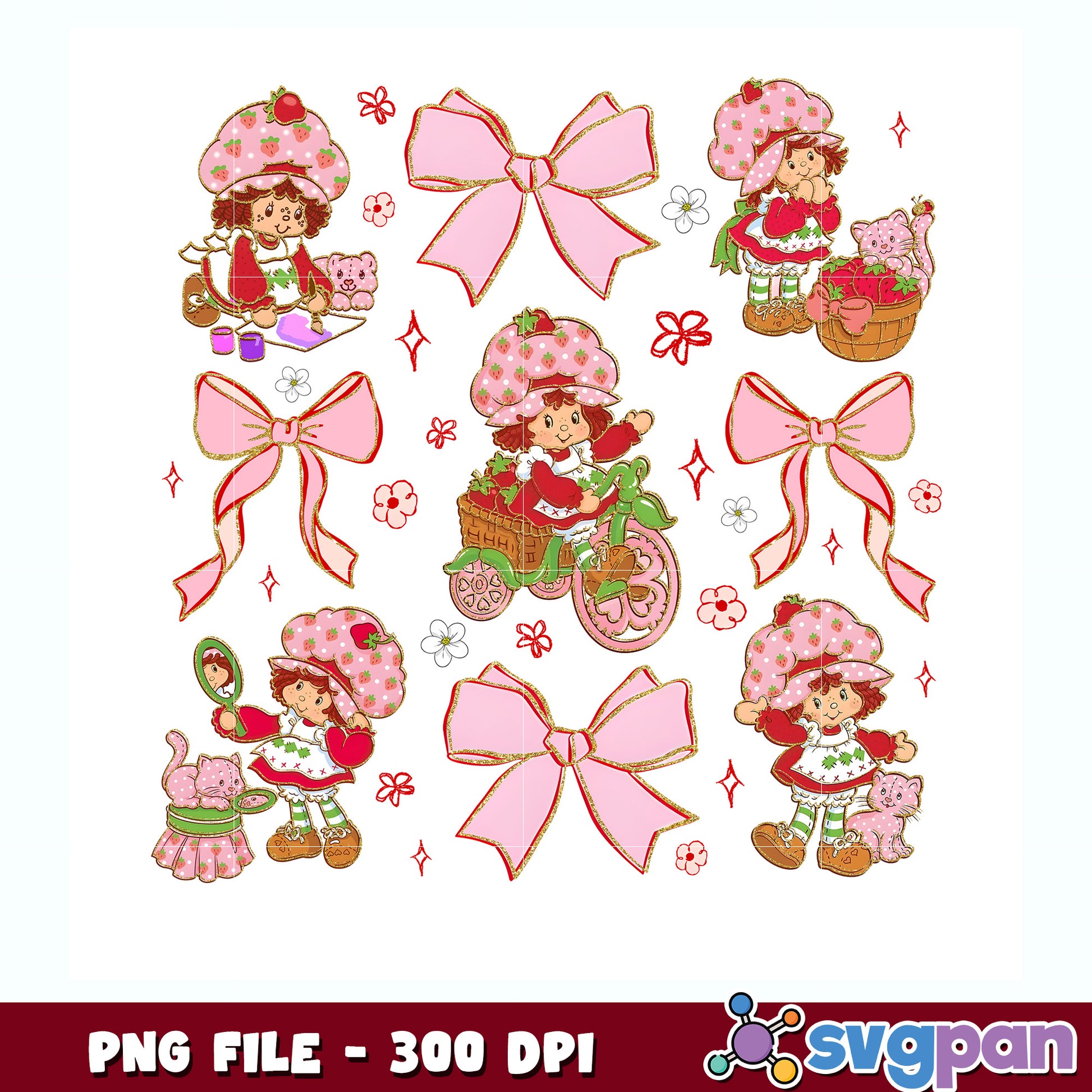 Strawberry girl with pink bow tie png, strawberry shortcake near me​ png