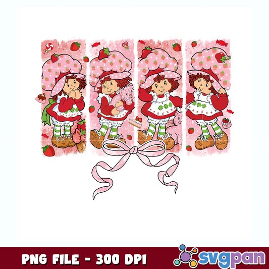 Strawberry girl with pink bow tie png, strawberry shortcake toys​ png