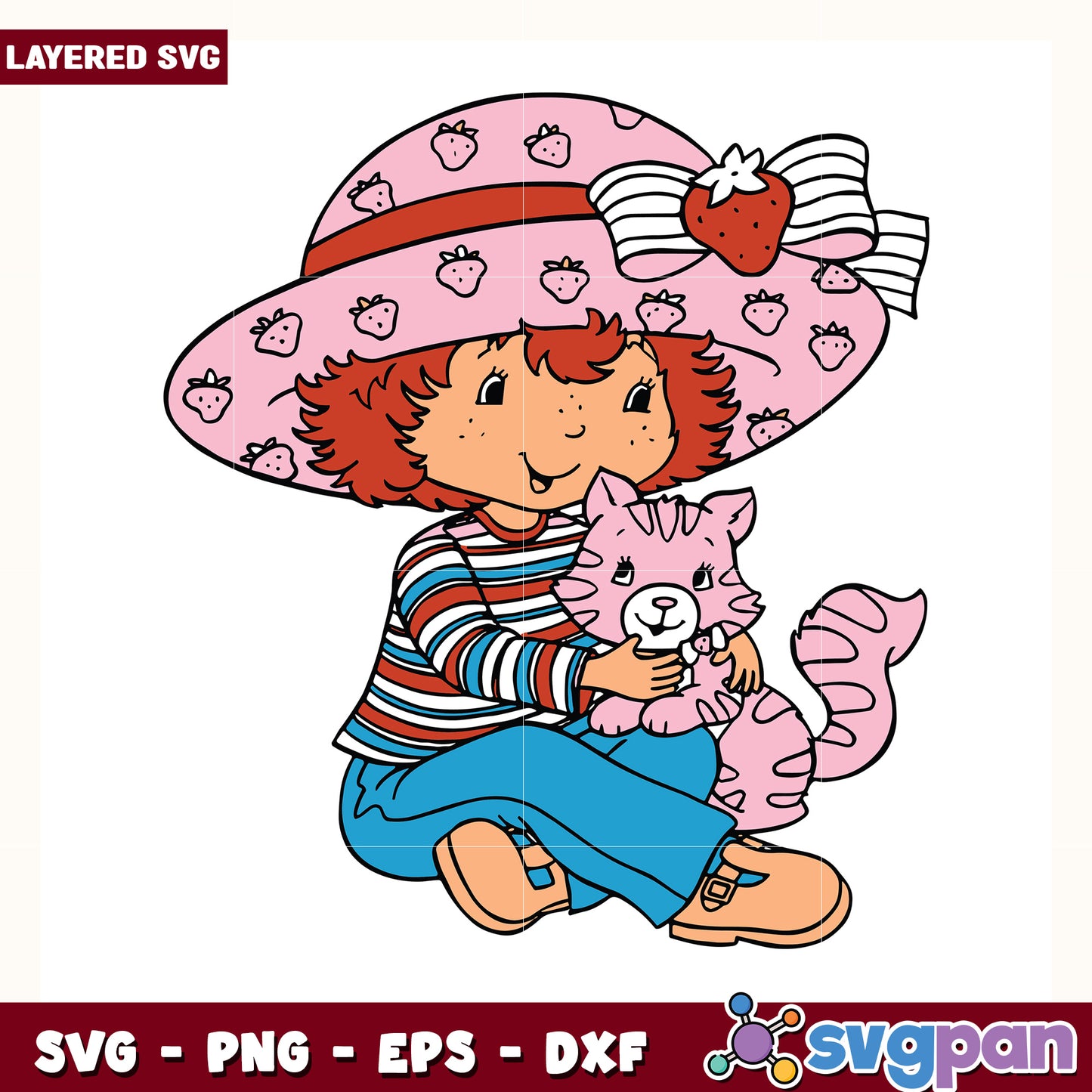 Strawberry shortcake and cute cat svg, strawberry shortcake svg, sweety girl svg