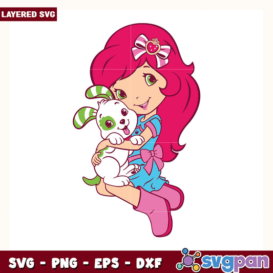 Strawberry shortcake and her dog svg, strawberry shortcake svg, sweety girl svg
