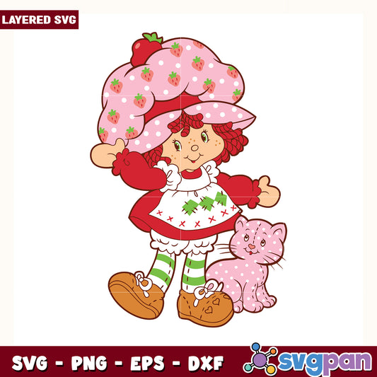 Strawberry shortcake chubby svg, strawberry shortcake svg, sweety girl svg