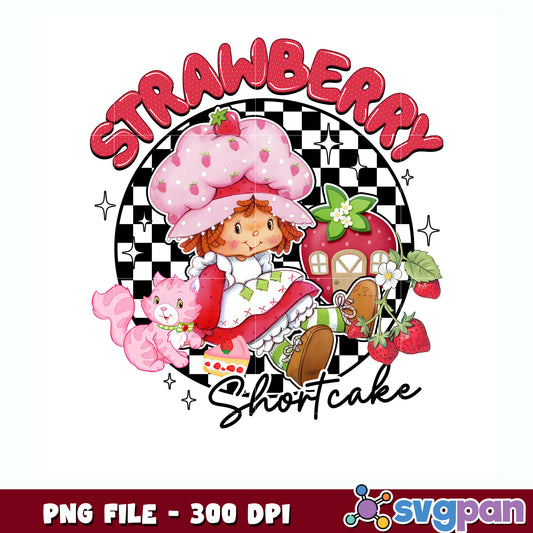 Strawberry shortcake cute logo png, cartoon girl png, trawberry shortcake cartoon​ png