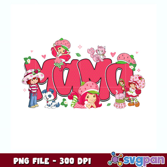 Strawberry shortcake cute mama png, sweet mom design png, girly character png