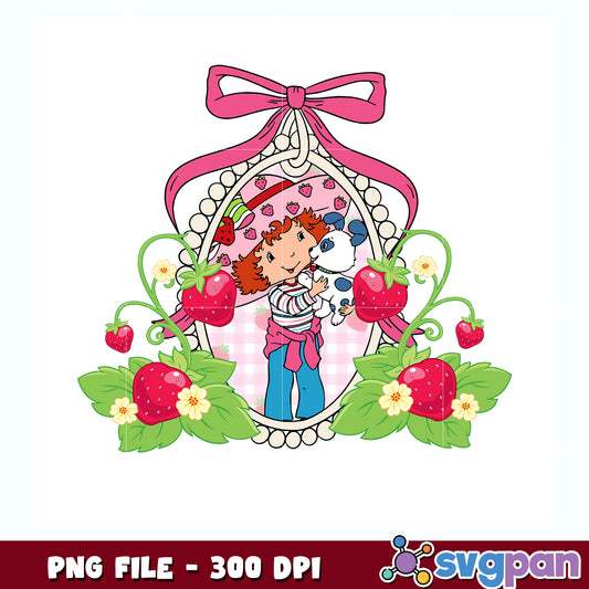 Strawberry shortcake kawaii design png, strawberry shortcake characters​ png