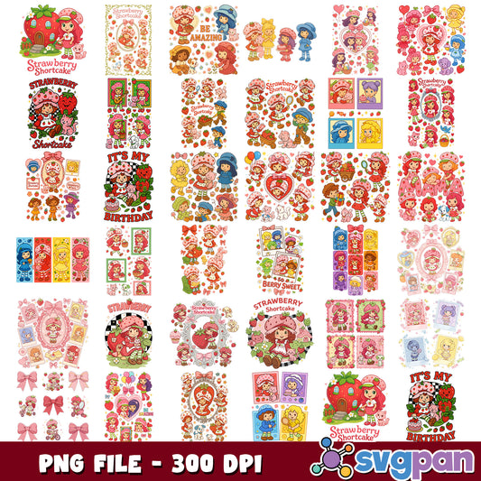 Strawberry shortcake set png bundle