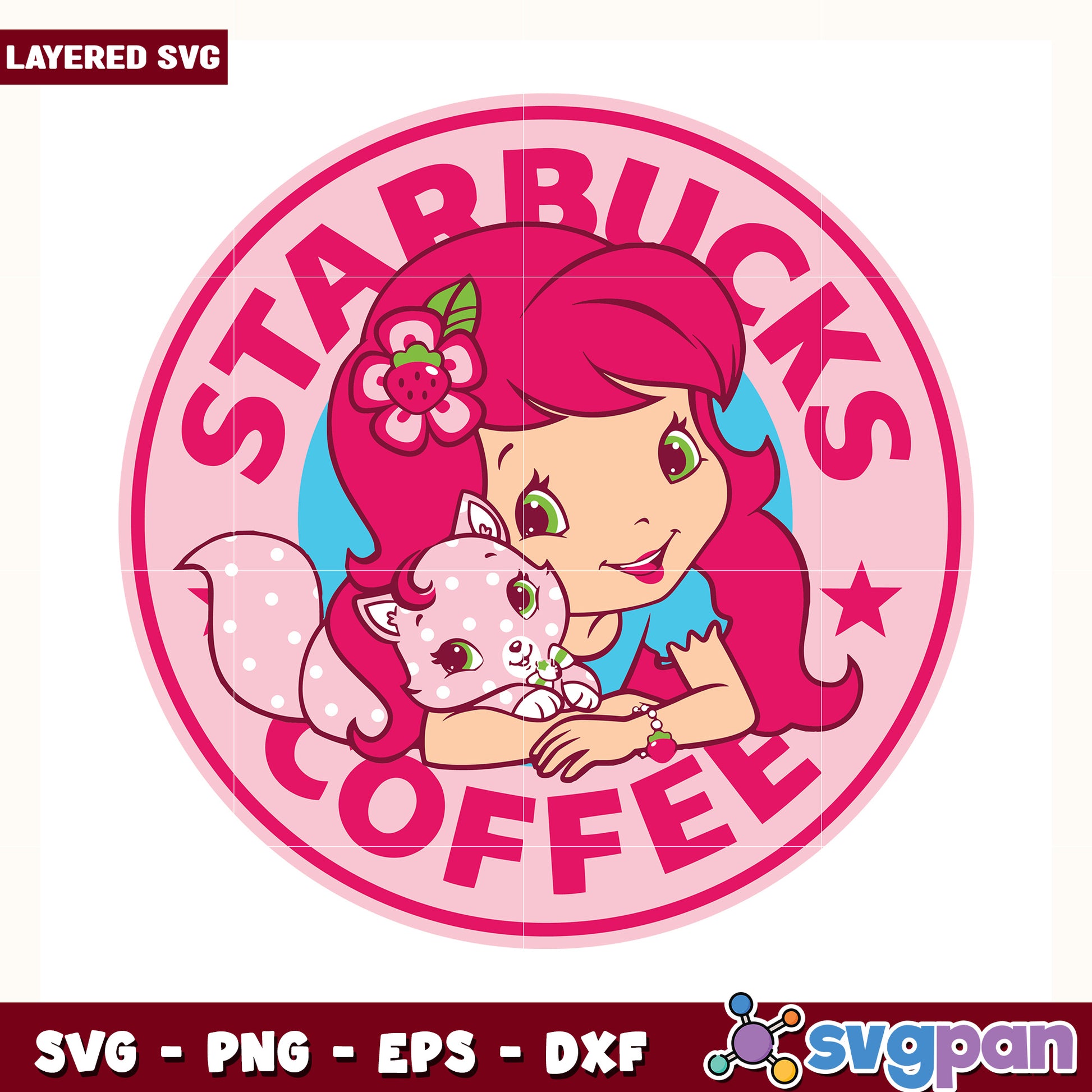 Strawberry shortcake starbuck coffee  svg, strawberry shortcake toys svg, sweety girl svg