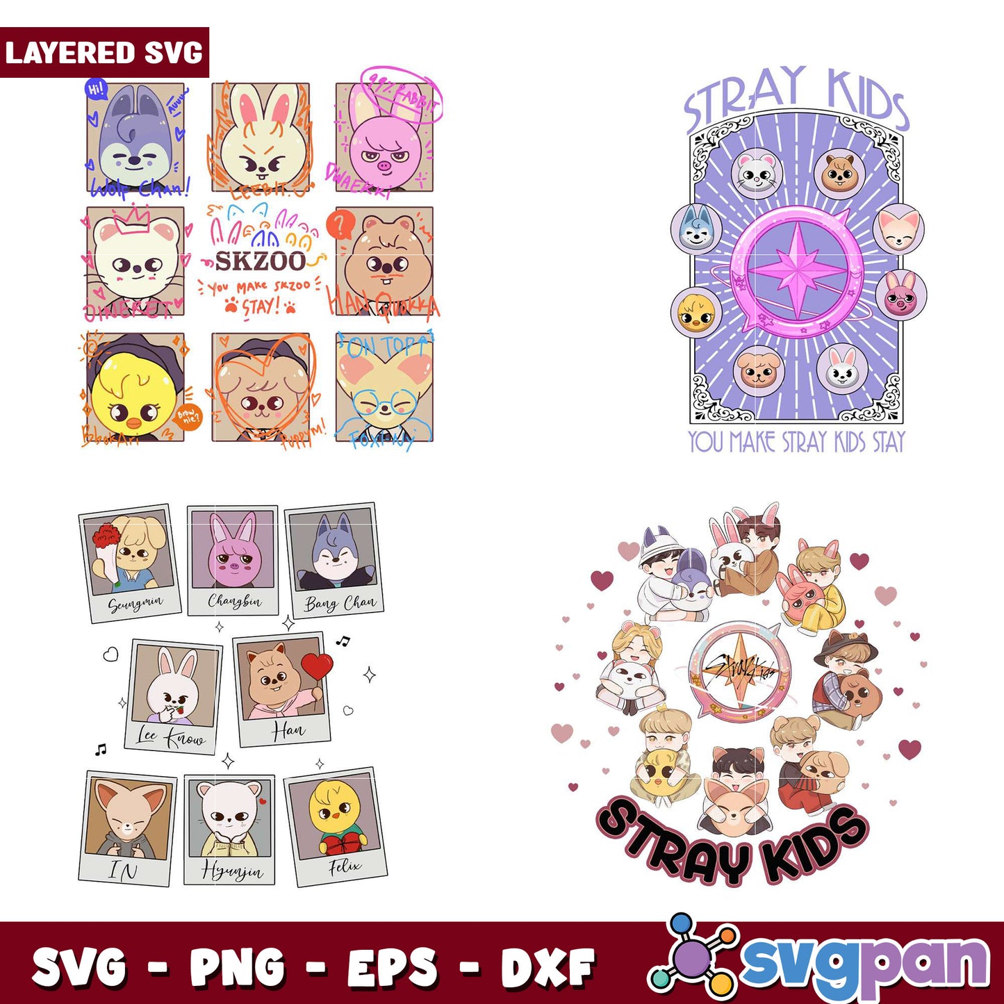 Stray Kids Bundle SVG Cute Animal Designs Download