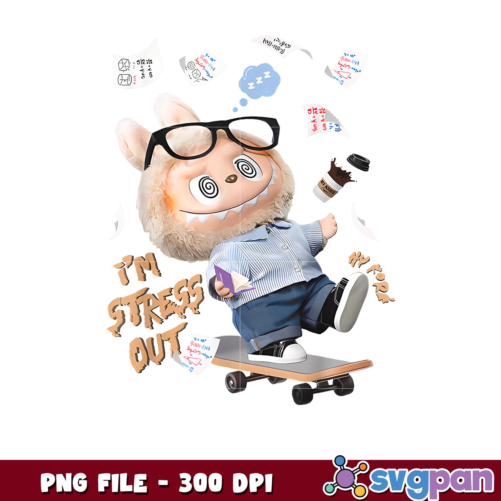 Stressed Out Cute Bunny PNG 300 DPI – svgpan