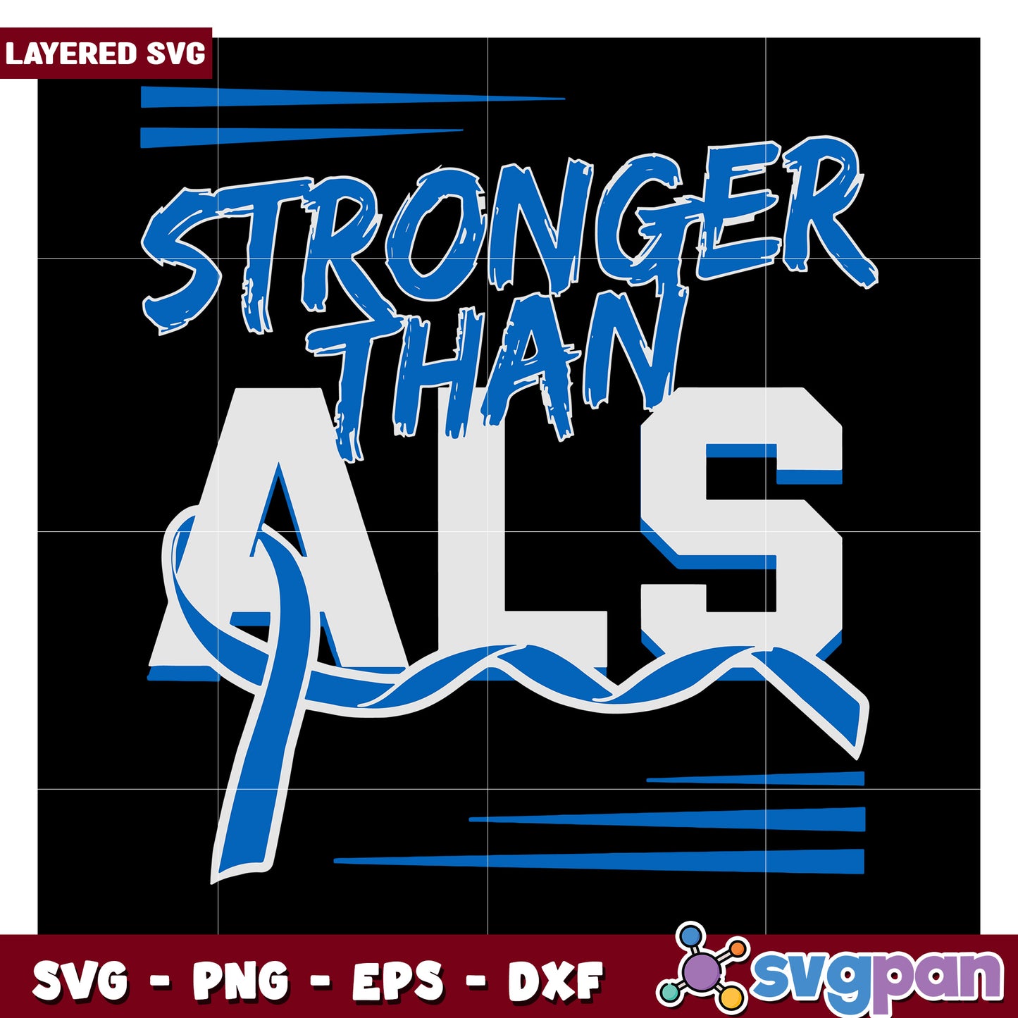 Stronger Than ALS SVG Design, Perfect for Awareness Campaigns