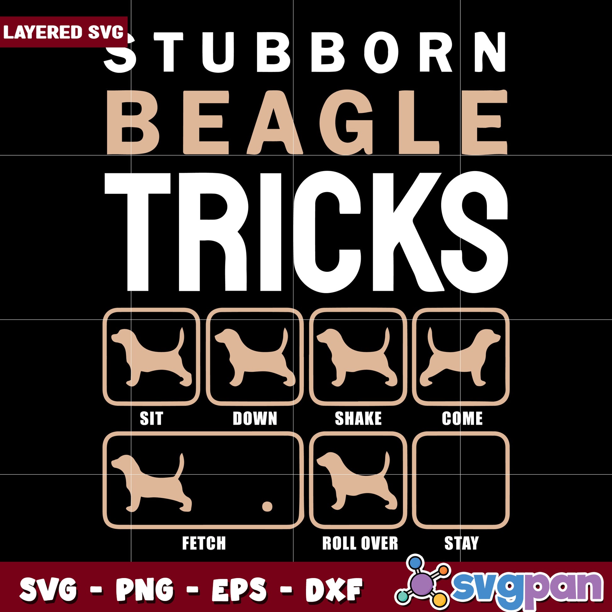 Stubborn beagle tricks svg, funny halloween svg, spooky characters svg