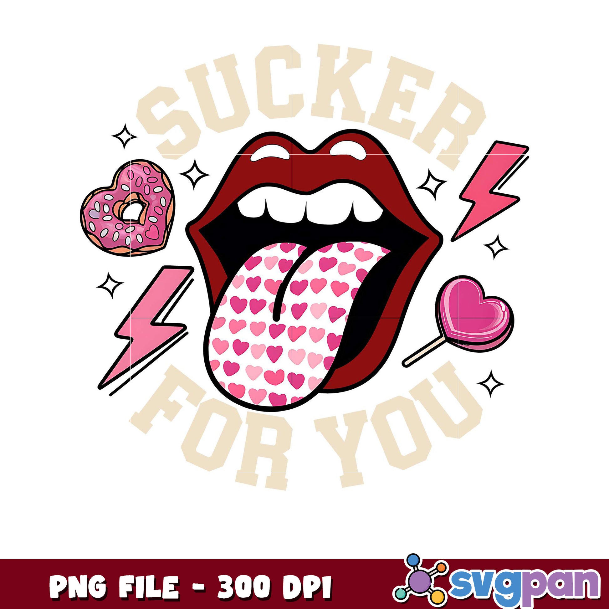 Sucker for You graphic design, fun candy and heart theme