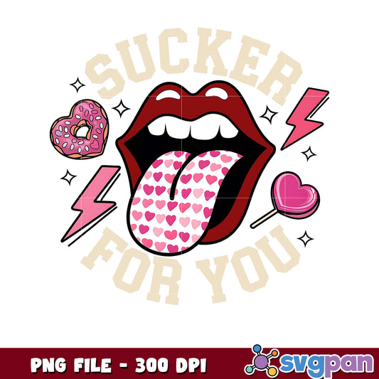 Sucker for You graphic design, fun candy and heart theme