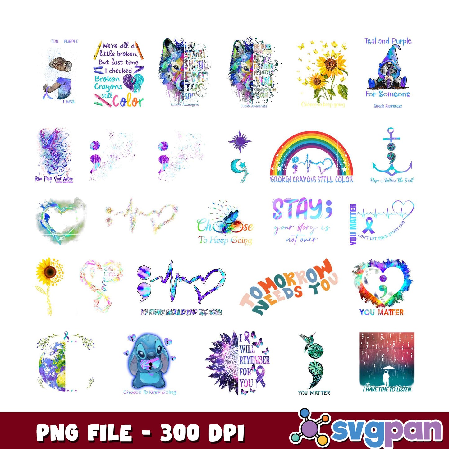 Suicide Awareness PNG Bundle 300 DPI