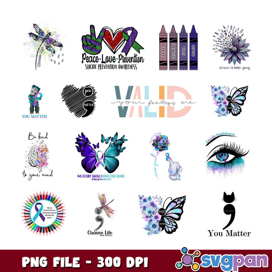 Suicide Prevention Awareness PNG Bundle Designs
