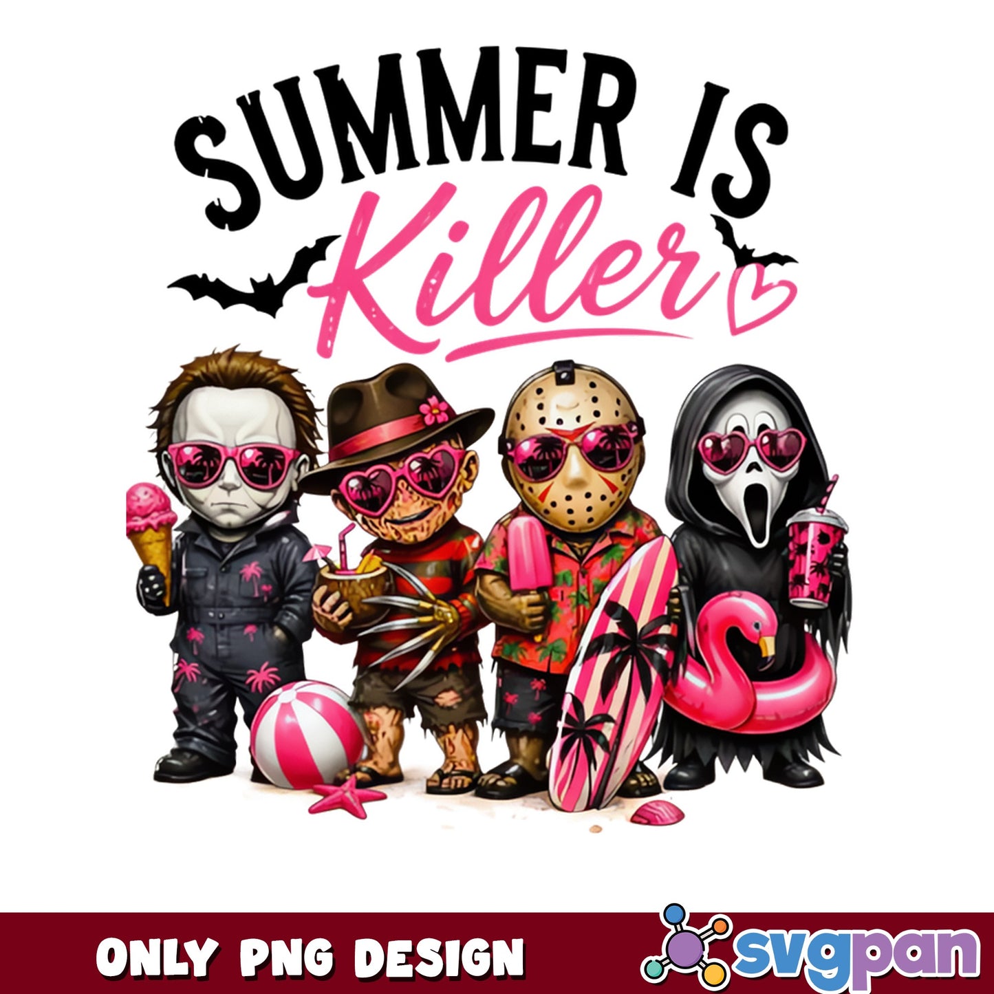 Summer Is Killer Horror Characters PNG, Halloween PNG, Summer PNG