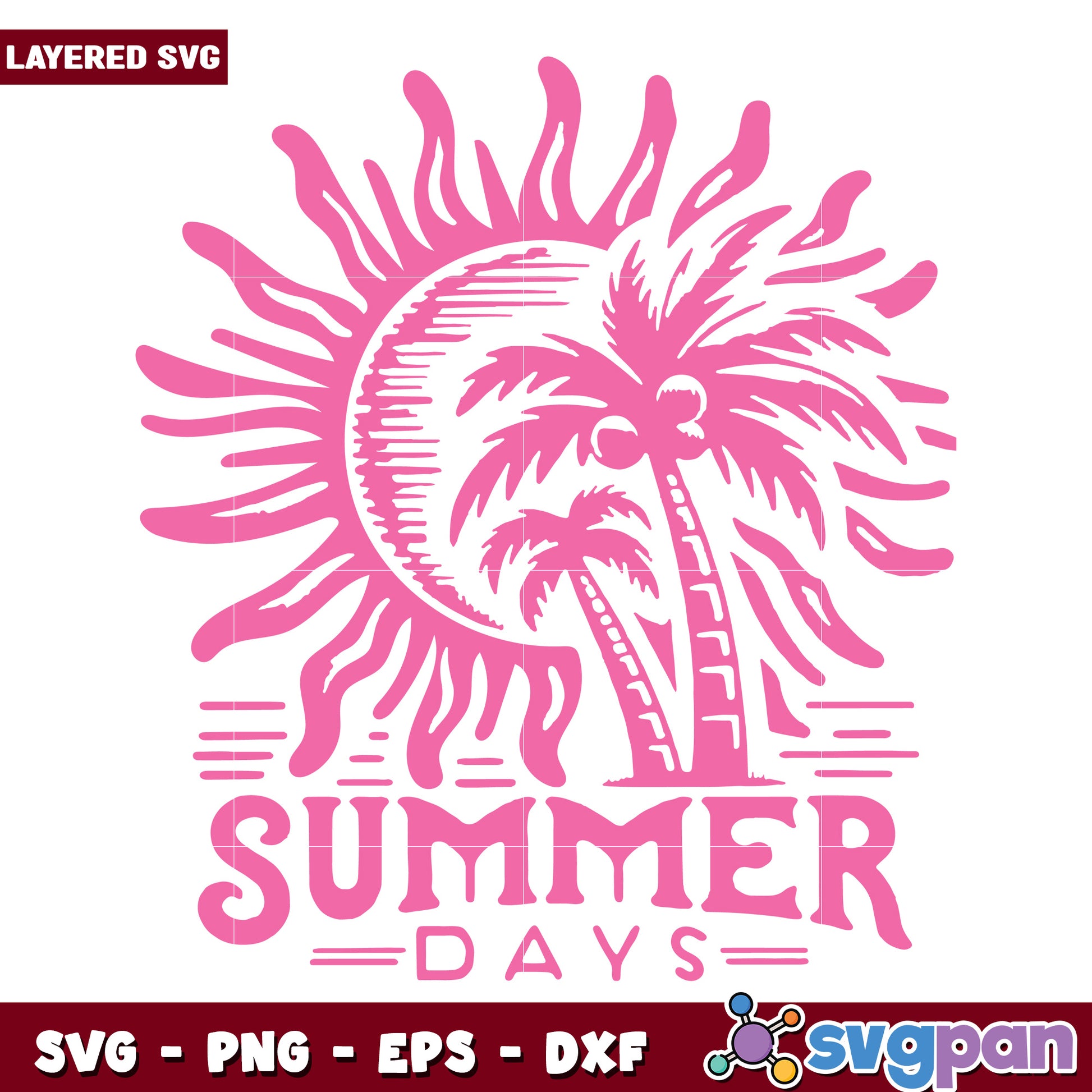 Summer day pink design svg, first day of summer svg, summer time svg