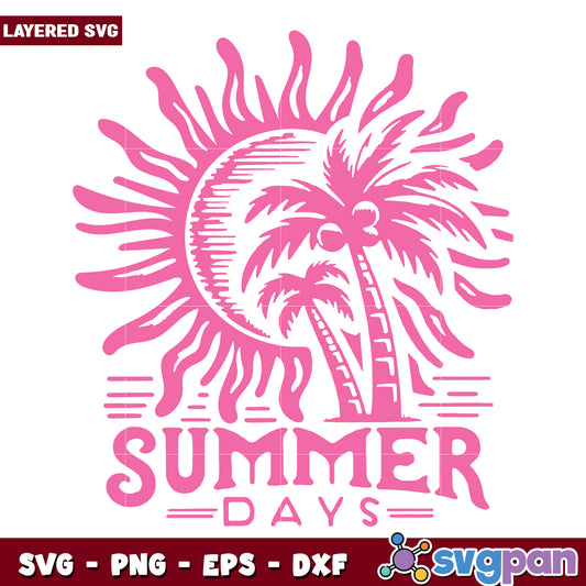 Summer day pink design svg, first day of summer svg, summer time svg
