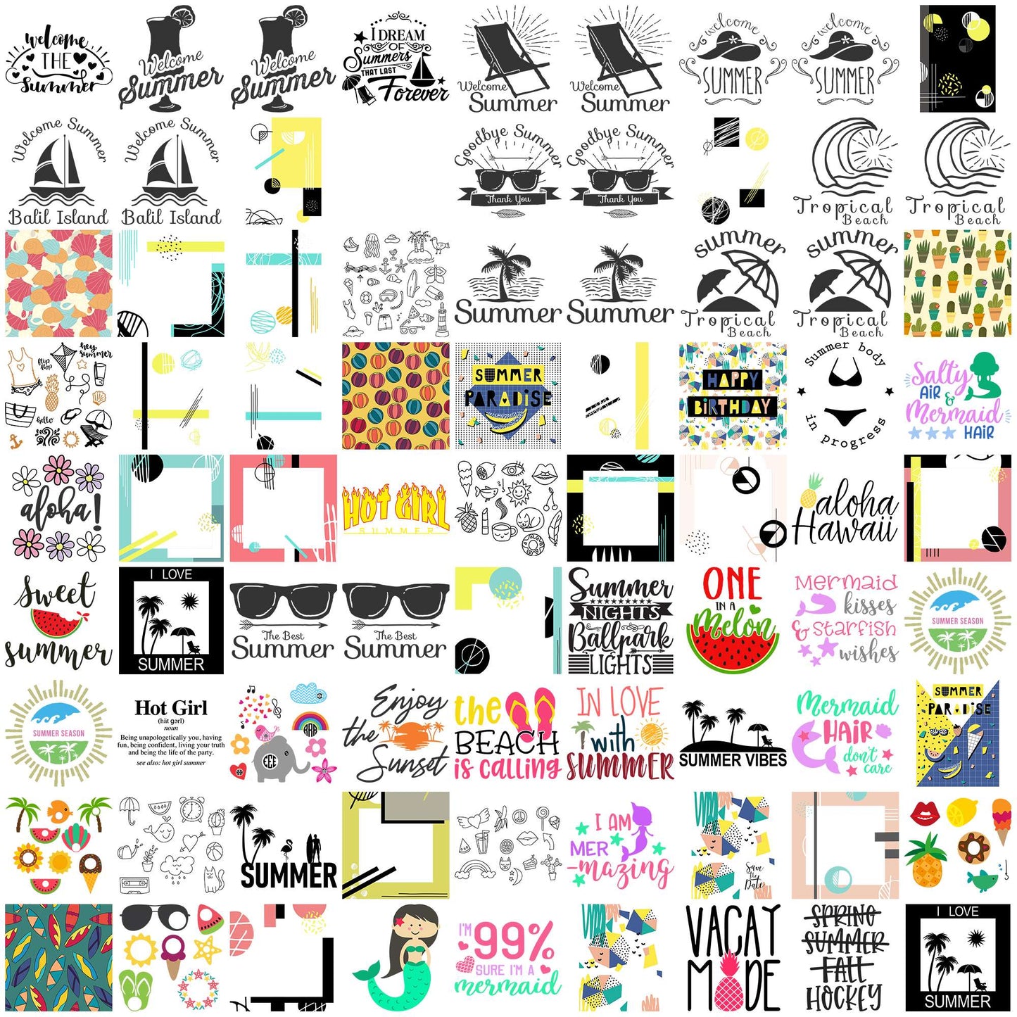 Summer quotes svg bundle, summer dresses svg, first day of summer svg