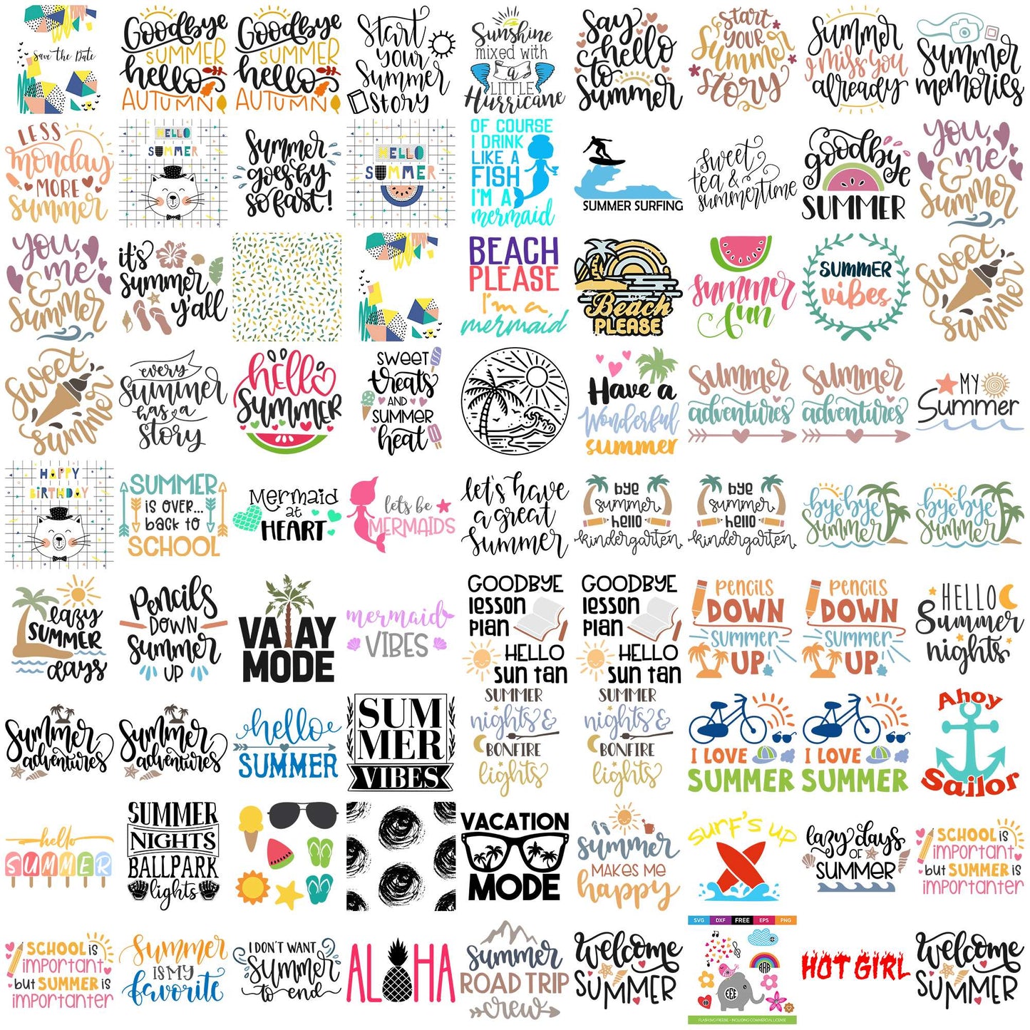 Summer quotes svg bundle, summer dresses svg, first day of summer svg