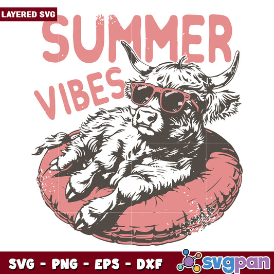 Summer vibes with the cow svg, summer time svg, hello summer svg