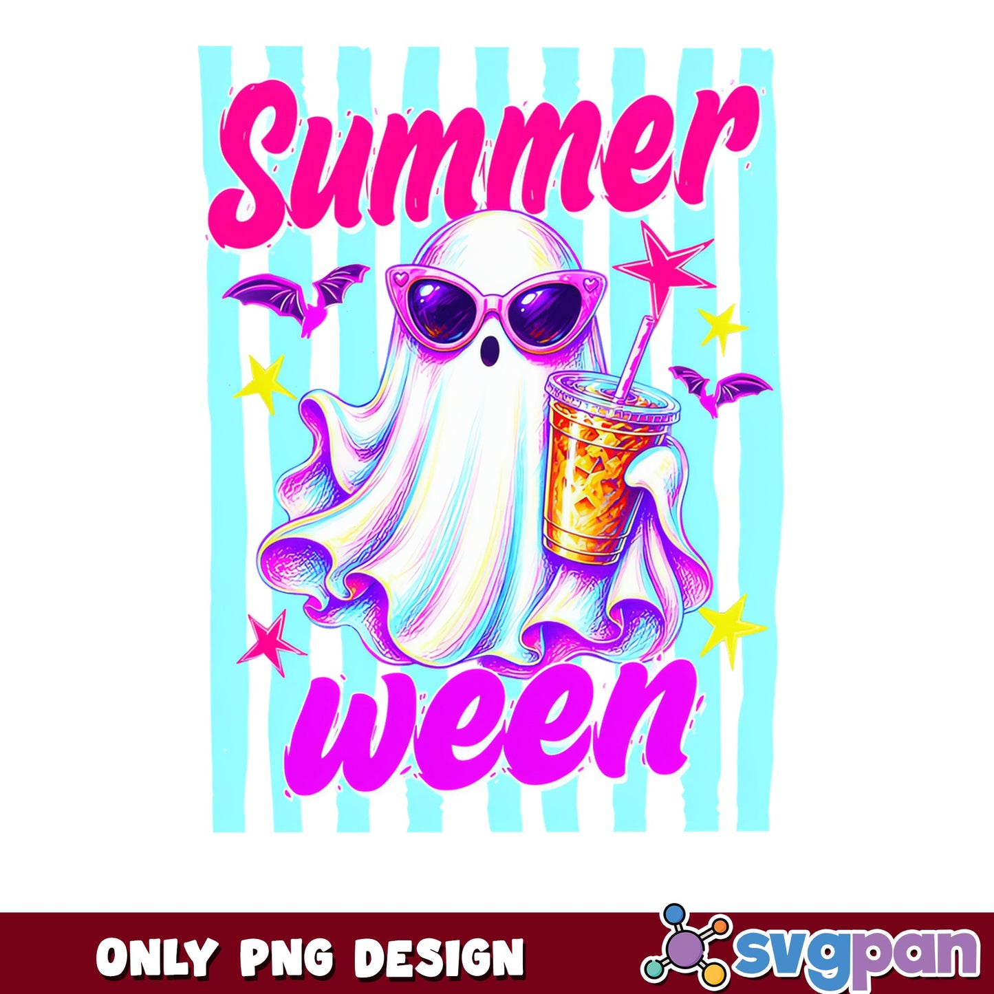 Summerween Ghost With Sunglasses PNG, Halloween Summer PNG, Cute Ghost PNG