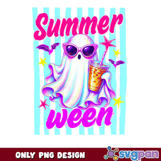 Summerween Ghost With Sunglasses PNG, Halloween Summer PNG, Cute Ghost PNG