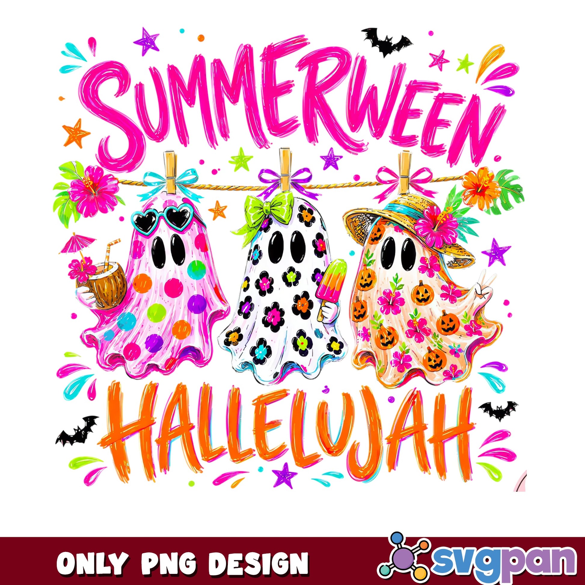 Summerween Hallelujah PNG, Spooky Summer Ghost PNG, Halloween PNG