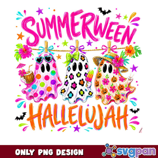Summerween Hallelujah PNG, Spooky Summer Ghost PNG, Halloween PNG