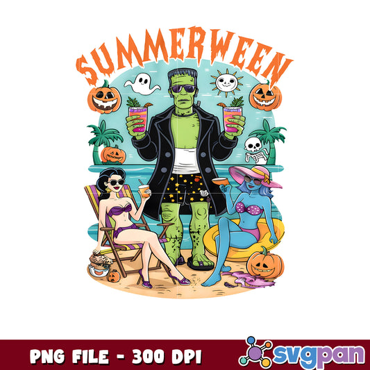 Summerween frankenstain png, spooky season png, halloween monster​ png