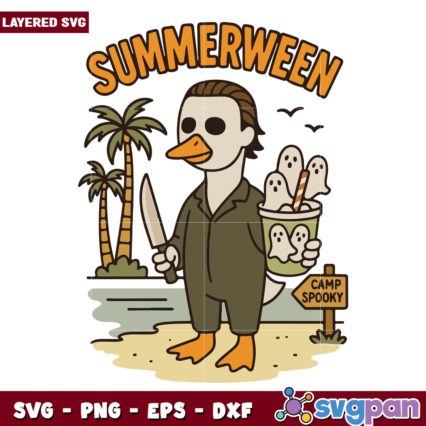 Summerween michael myers svg, spooky season svg, halloween vacation svg