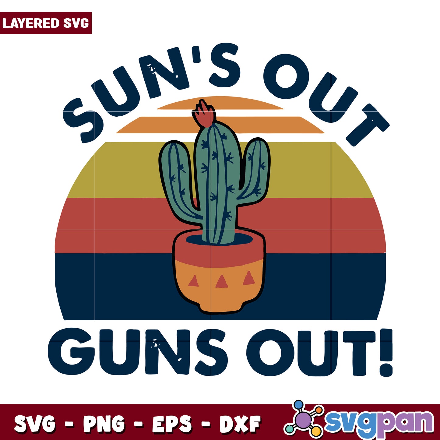 Sun's Out Guns Out Cactus SVG Design for Summer Crafts, Fun and Vibrant Art