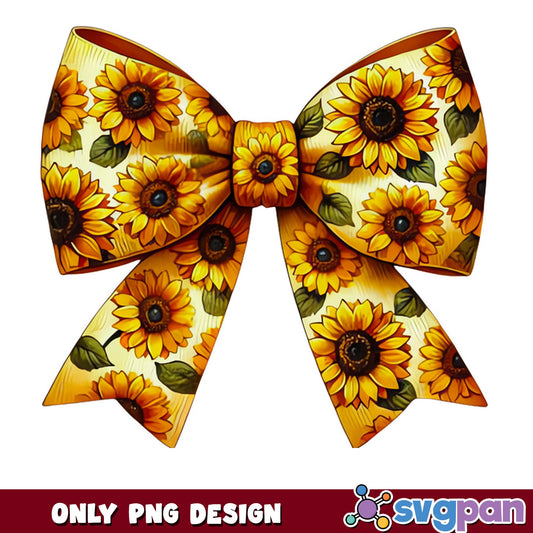 Sunflower Bow PNG, Floral Coquette Bow, Fall Sunflower PNG