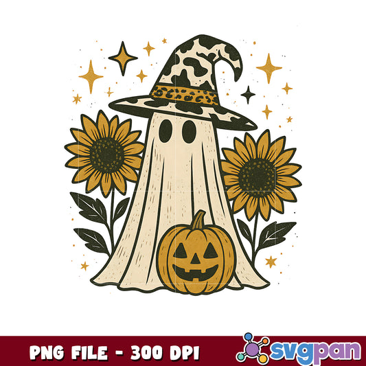 Sunflower ghost halloween png, halloween holiday, halloween candy png