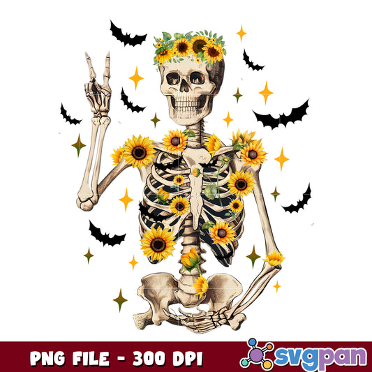 Sunflowers skeleton png, halloween pumpkin​​ png, halloween​ songs png
