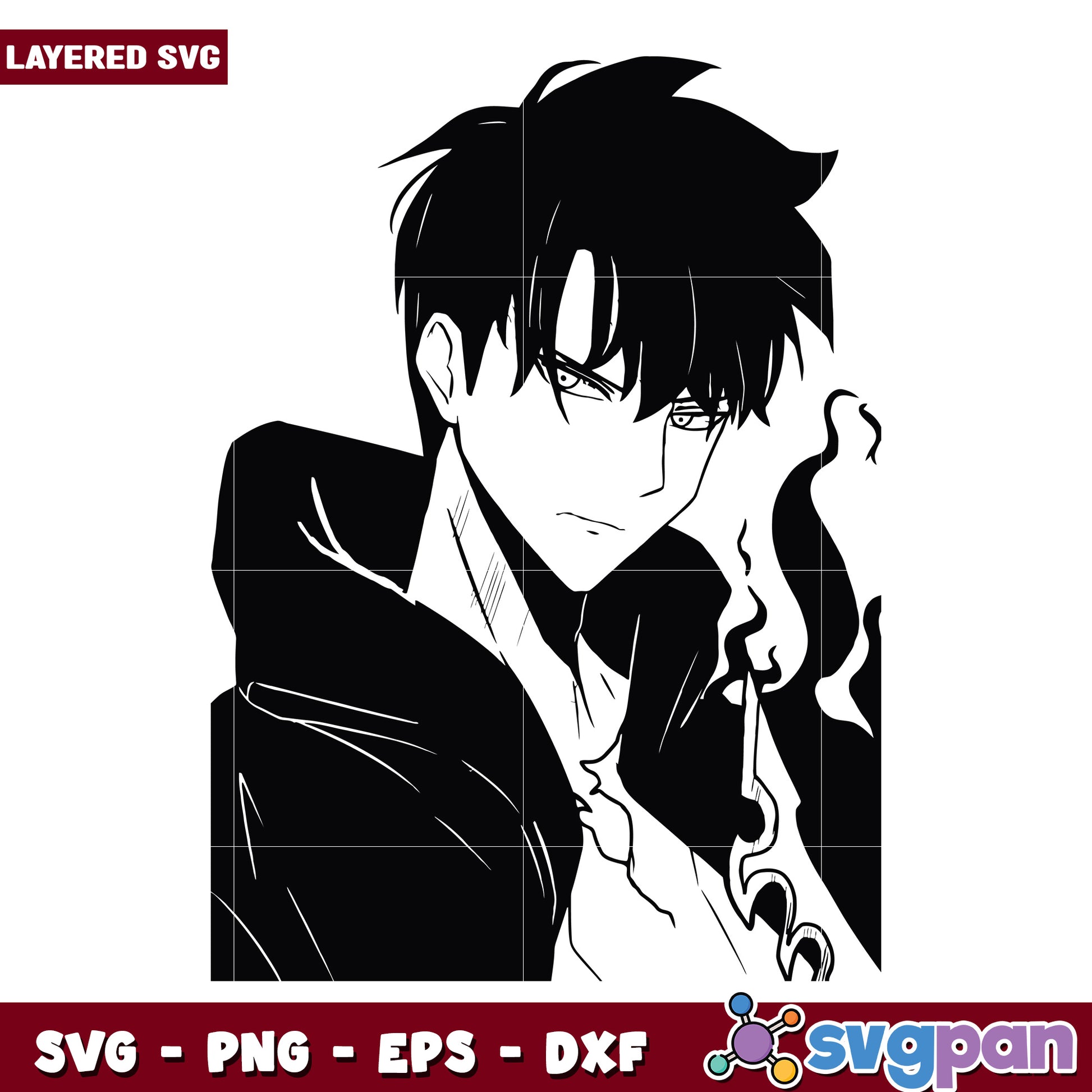 Sung jinwoo picture illustration svg, solo leveling toys svg, solo leveling anime svg