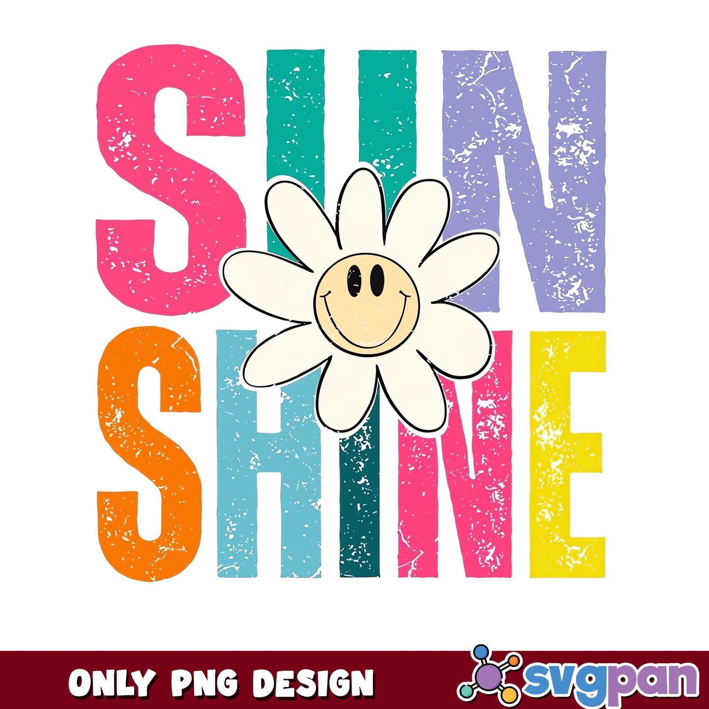 Sunshine Daisy Smiley Face PNG, Retro Summer PNG, Groovy PNG