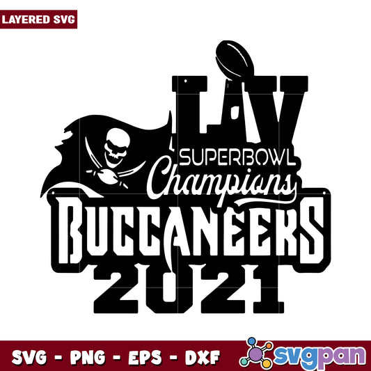 Super Bowl Champions Buccaneers 2021 layered SVG design, ideal for crafts