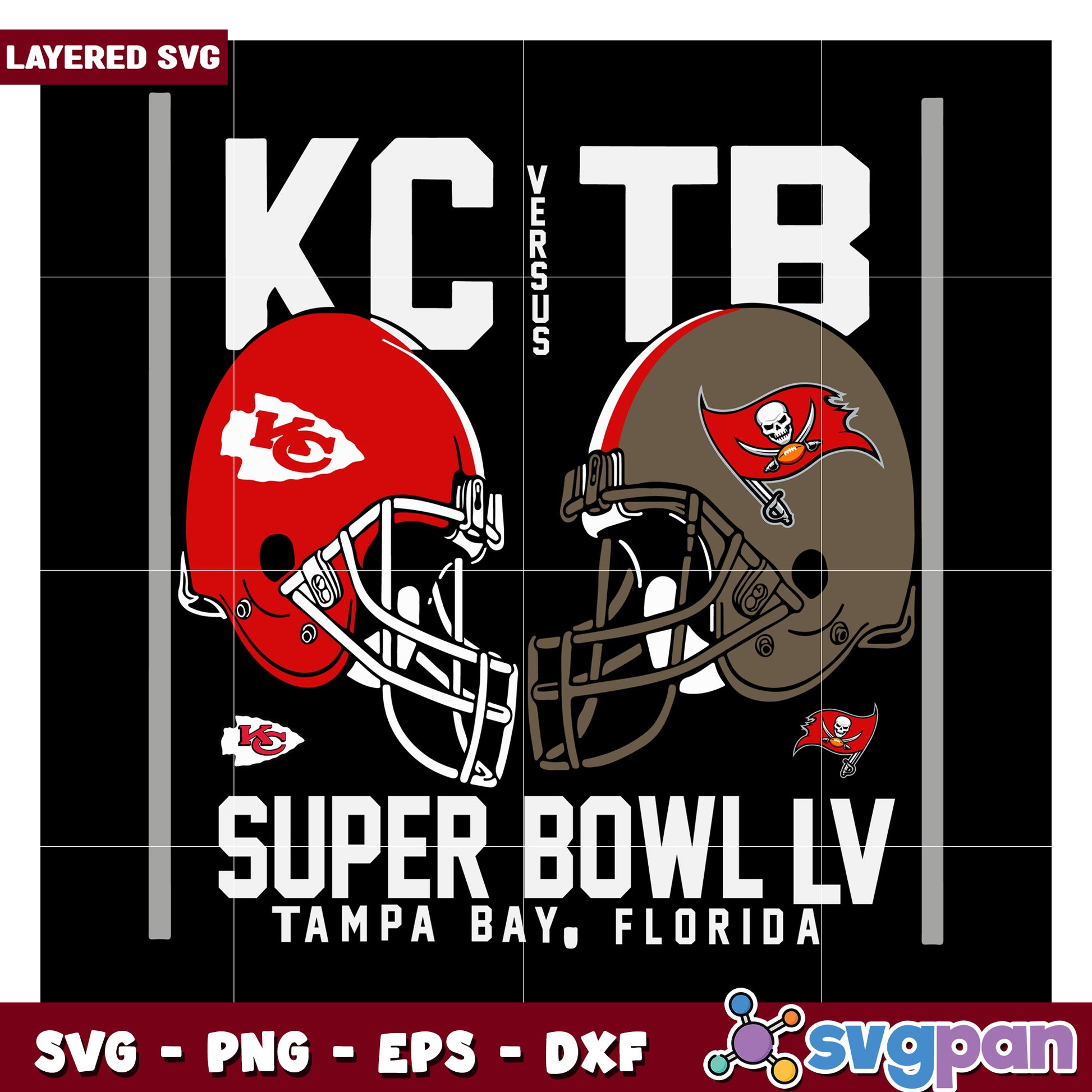 Super Bowl LV KC vs TB SVG Design for Fans, Perfect for Crafts